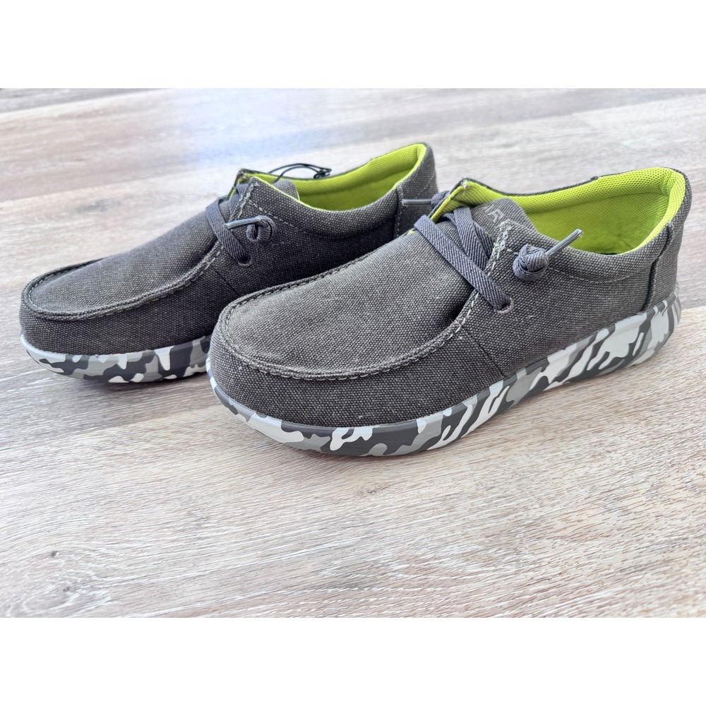 Ariat Hilo Charcoal Grey Neon Green Camo Sole Canvas Loafers 10050954 Mens 7D